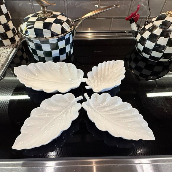 4 Farmhouse stackable Fall Leaf dip bowls - Picture 8 of 11